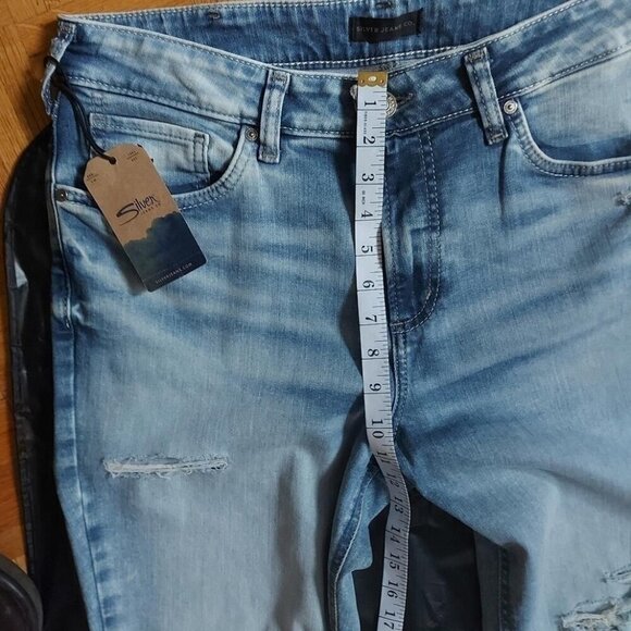 Y2K Cool-Girl Vibes Silver Jeans Straight Leg Ripped Denim High-Rise Fit W34xL31 - Picture 6 of 6